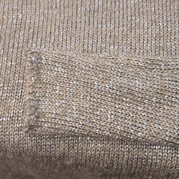Vince Linen Blend Tan And Silver Metallic Crew Neck Sweater Relaxed Fit Small - Picture 8 of 9